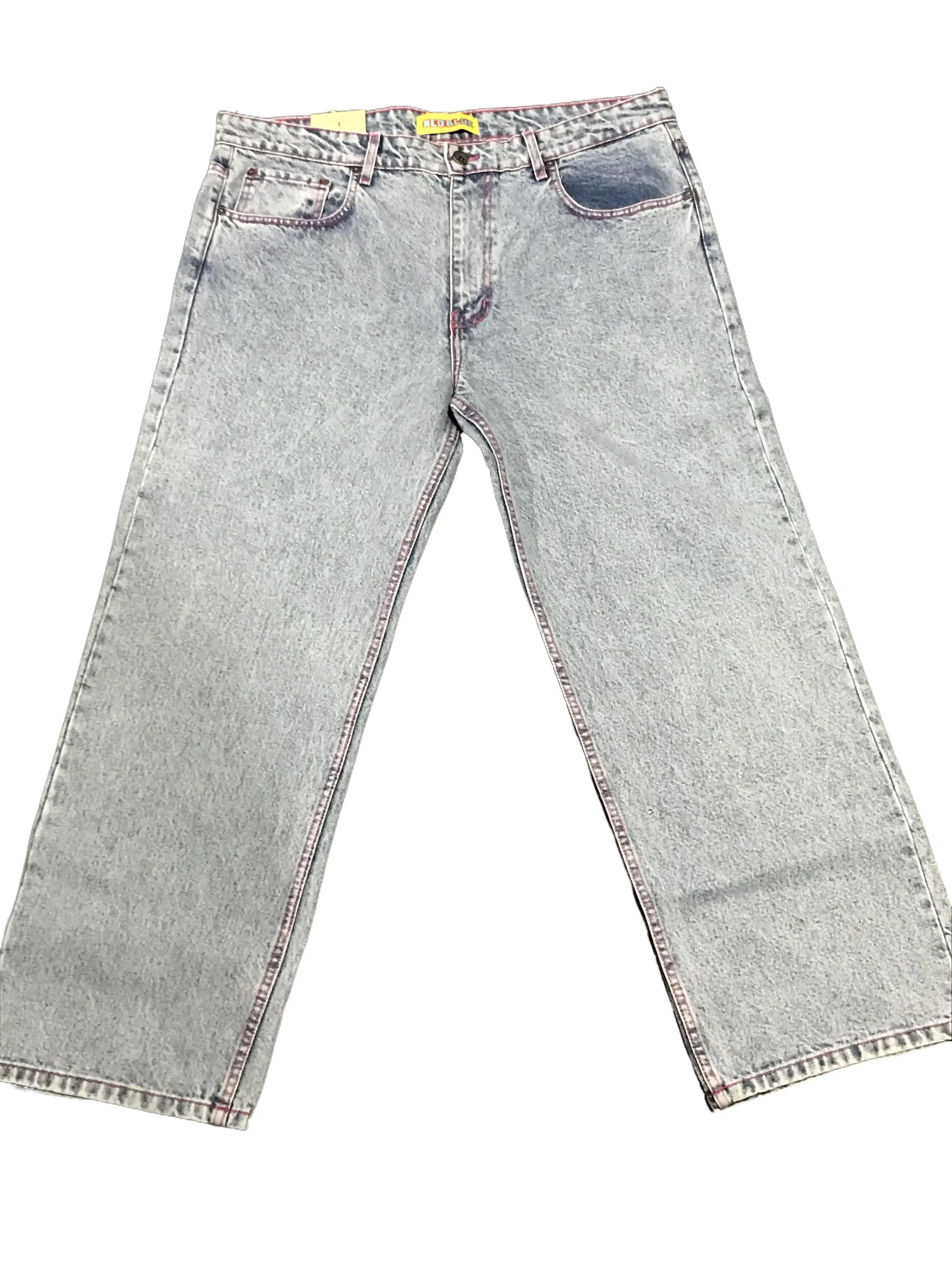 Neo Blue Baggy Jeans Pastel Pink Stitch for Women Comfortable Fit Stylish Denim Pants