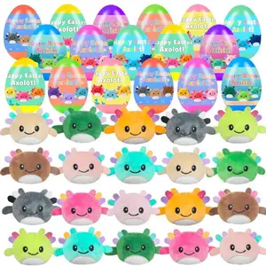 24 PCS Prefilled Easter Eggs with Plush Axolotl Toys, Easter Basket Stuffers, Easter Gifts for Kids Boys Girls Toddlers, Egg Hunt Fillers, Party Favors & Stuffed Animal Toys