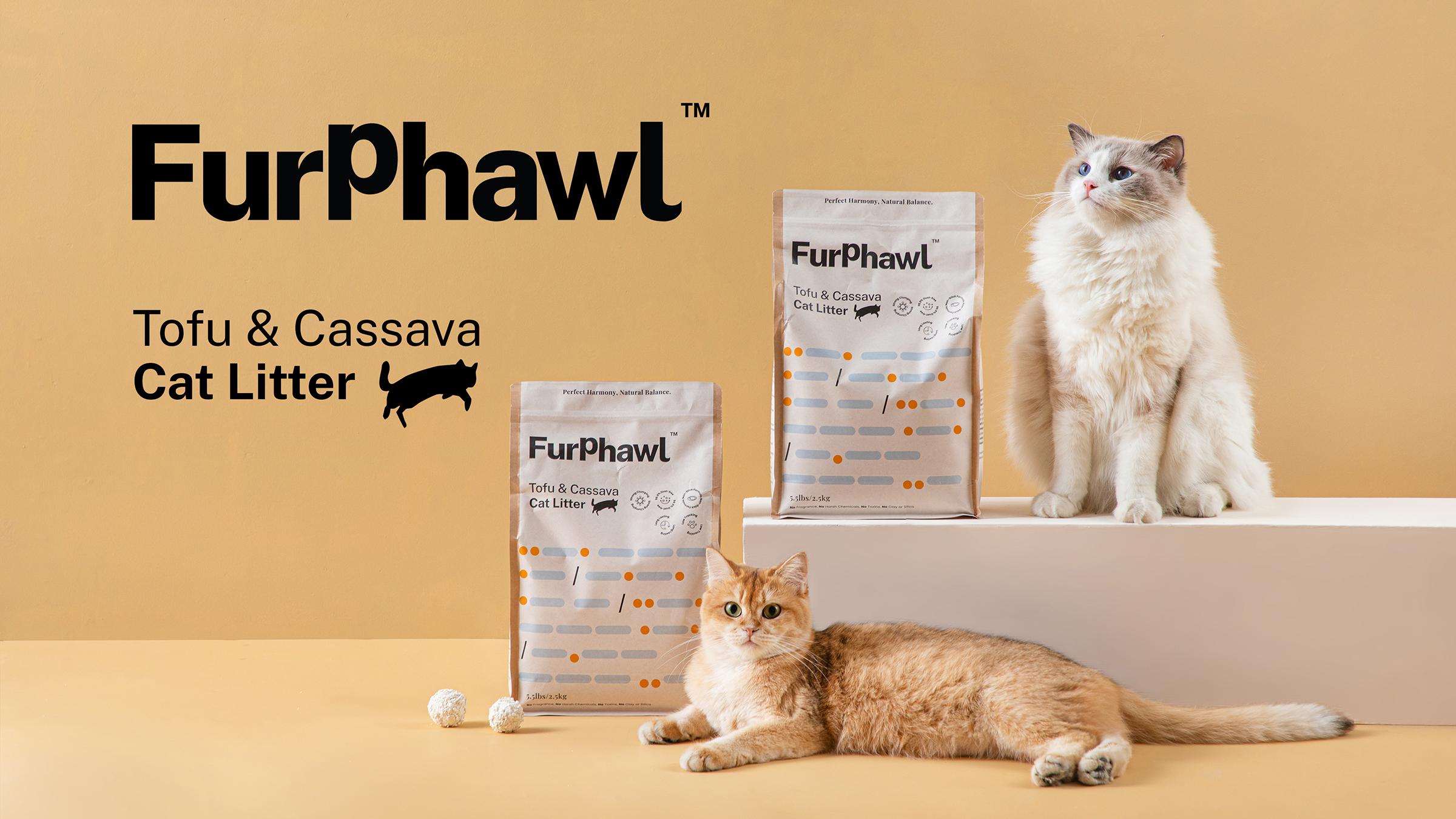 FurPhawl – Cassava & Tofu Cat Litter, Non-stick, Quick Clumping, Tapioca cat litter, 100% Natural, Low Dust, Low Tracking, Safe for Self Cleaning Cat Litter Box, Odor Control