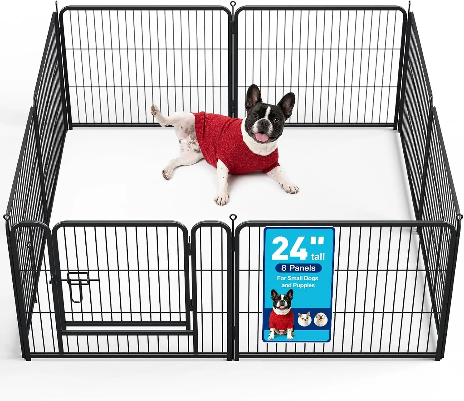 【Heavy Duty】 Dog Playpen 6/8/12/16 Panels Metal Pet Playpen, Outdoor Indoor Dog Exercise Barrier Fence, 24/32/40/47 inch