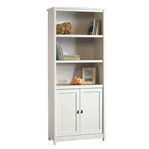 Sauder Cottage Road Library With Doors - 3 Adjustable Shelves & 2 Cabinet Doors - Space-Saving Bookshelf for Home Office & Living Room