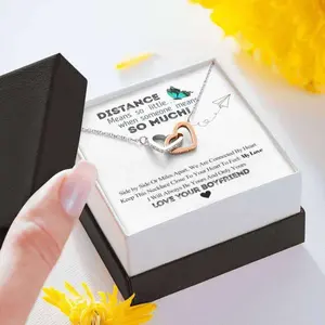 Girlfriend Necklace, To My Girlfriend Distance Means So Little Necklace “ Long Distance Relationship Gift, romantic gift, engagement present, meaningful jewelry, LED gift box, anniversary surprise