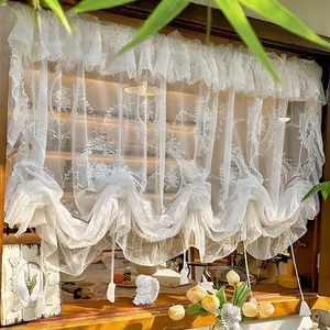 Elegant Floral Embroidered Sheer Curtain Panel, 1pc Drapes with Rod Pocket Design, Easy Install Curtain, Available in 100cm & 140cm Widths, Home Decor Essentials, Home Decoration Curtain
