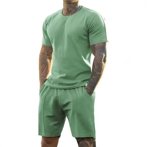 GINGTTO Men's Short Sets 2 Piece Outfits Casual Summer Crewneck Tracksuits Fashion Shortsleeve Streetwear Menswear