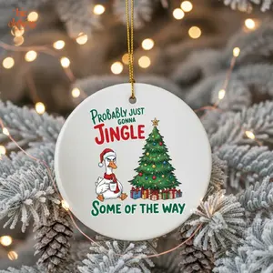 Jingle Some of the Way Funny Ornament, Ceramic Christmas Decoration, Grumpy Goose Gift for Friend, Holiday Humor, Funny Christmas Gift, Funny Christmas Ornament