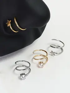 Double Nose Ring Hoop, Nose Rings Hoops, Stainless Steel Nose Ring, Nostril Piercing Jewelry for Women & Men, Fashion Accessories for Party, Daily Clothing Decor