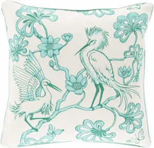 Bilinga Aqua Bird Floral Accent Pillow - Clearance