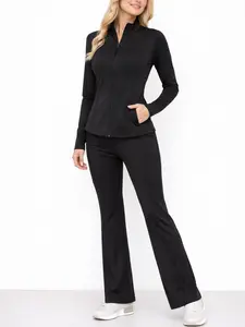 Athletic Jacket and Highwaist Flare Leggings Set  Womenswear