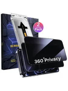 2 Pack Privacy Screen Protector for iPhone - 9H Impact-Absorbing Anti-Spy Tempered Glass, HD 360° Privacy, Compatible with iPhone 16/15/14/13/12/11, Smartphone/Cellphone/Handheld Devices Cover
