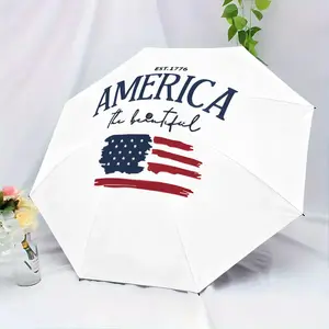 Portable Travel Automatic Folding Umbrella, 8-Rib Windproof Compact Design, Dual Use Rain and Sun Protection, Unisex Usa Independence Day