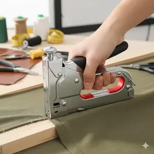 3-in-1 Pneumatic Nail Gun, Cordless Stapler, U-Nail Brad Nailer with Anti-Jam Design for Wood, Leather, and Fabric Fixing, 3-Position Magazine for Heavy-Duty Projects, Ideal for Furniture Upholstery & Wall Panels