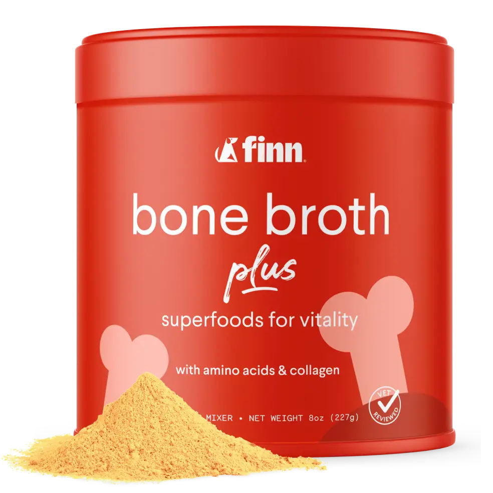 FINN Bone Broth Plus Superfood Meal Topper for Dogs – Joint & Mobility Support Packed with Collagen & Amino Acids – Only 6 Ingredients | Powdered Meal