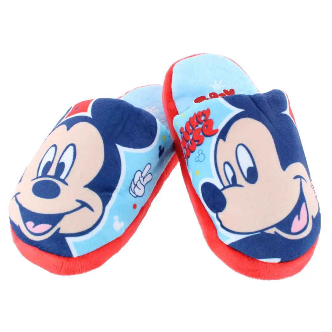 Textiel Trade Kids' Cartoon Mickey Mouse "Today is the Day" Slip-On Pull-On Slippers for 13-14 Years Old Boys, Ideal for Fans of All Ages, Closed Toe Slides, Mickey Print, Pull-On Ease, Cushioned Sole, 13-14 Yrs