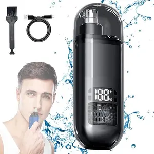 Nose Hair Trimmer for Men Women, Rechargeable Trimmer, Painless Eyebrow Facial Hair Shaver, LED Display Nose Clipper, Waterproof Dual Edge Blades Clipper for Easy Cleaning