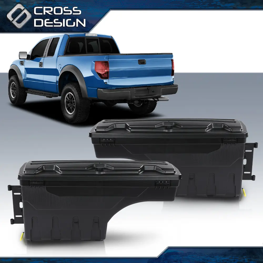 CROSSDESIGN Truck Bed Tool Storage Organiser, Left & Right Side Swing Case, Fit For 97-14 Ford F150 Car Interior Stowing & Tidying Accessory