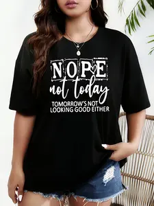 [Oversized Black T-Shirt] Plus Size Women's Oversized Black T-Shirt   Stretch Comfort, Opaque Fabric, Loose Fit, Short Sleeve Round Neck Casual Top for Spring Summer - Machine Washable, Curvy Fri