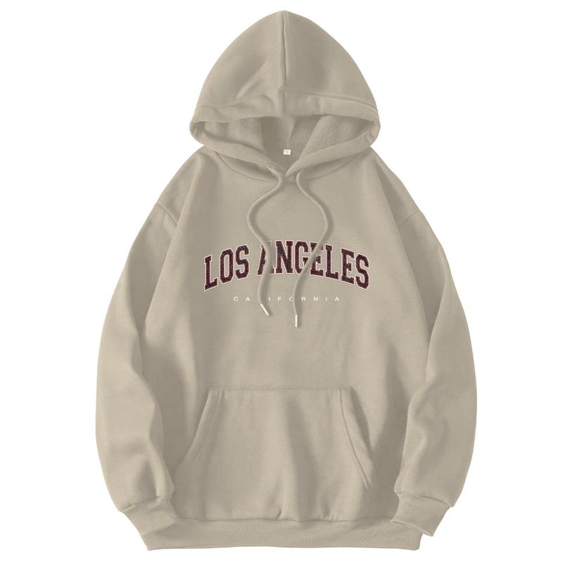 Wayii Fashion "Los Angeles" Pattern Oversized Trendy Queen Hoodies Fleece Sweatshirts Fall Fashion 2025 Pullover Sweaters Winter Clothes