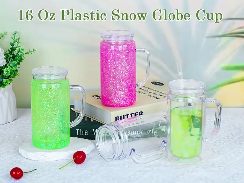 24oz acrylic snowglobe with handle