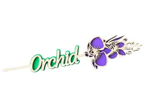 Orchid Name Flower Wooden Mother's Day Gift - Handmade, Hand Painted Orchid Valentine's Day Name Flower - Customizable Aquarius Birth Sign Flower Decor Decoration