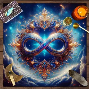 1pc Mystical Celestial Infinity Symbol Square Altar Cloth Ethereal Cosmic Witchy Mystical Tablecloth Tarot Card Spread Reading Cloth Table Mat Decor Tarot Reading Cloth, Tapestry Wall Hanging Home Wall Rugs, Perfect Gift for Spiritual Occasions, Halloween