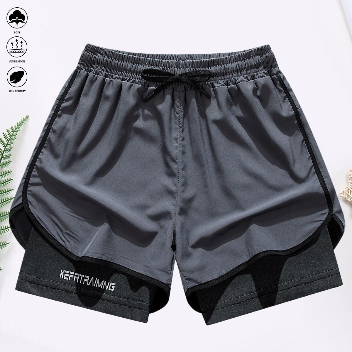 Men’s quick-dry, stretchy summer training shorts with built-in liner—lightweight, breathable running shorts that are versatile for gym workouts and beach trips; a stylish 2‑in‑1 quick‑dry, breathable athletic short for training.