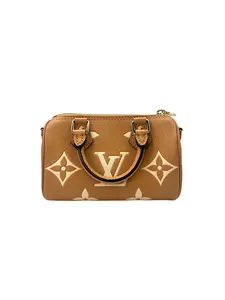 Pre-owned Louis Vuitton LEATHER Crossbody Bags Nano Speedy Beige/White Bicolor Monogram Empreinte Handle Bag LV2064