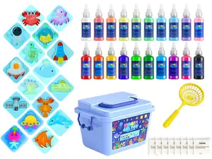 Aqua Water Gel Craft Kit for Kids, DIY Squishy Maker Toy with 16 Animal Molds, 20Colors & Glitter Gel, Creative Sensory Gift Ages 4-8，DIY Water Gel Squishy Craft Kit