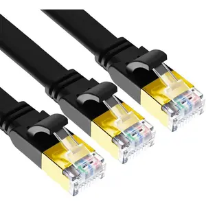 CAT8 Ethernet Cable 6ft 3 Pack, Flat CAT 8 Cable, Faster Than CAT7/CAT6/CAT5e, High Speed 40Gbps 2000MHz SFTP Internet LAN Patch Cable with RJ45 for Gaming,PC,Router,Modem (6ft/3 Pack/Black)