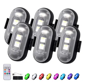6Pcs Wireless LED Lights with Remote Control, Waterproof Rechargeable Anti-Collision USB Charging, Warning Flashing Lights for Car Bike Camping