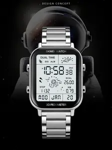Men's Creative Astronaut Design Digital Watch, Fashionable Digital Watch with Stainless Steel Strap, Multifunctional Electronic Watch for Men