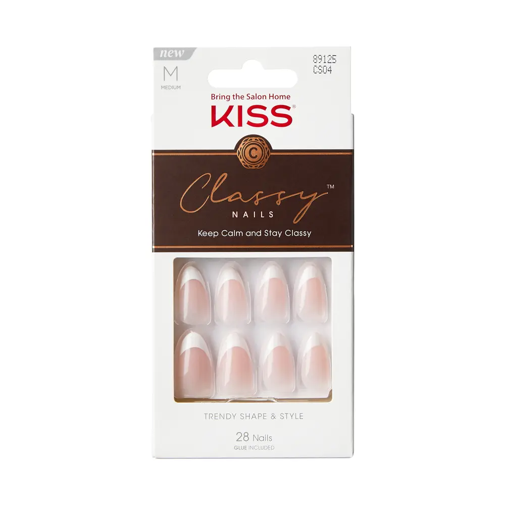 KISS Classy Dashing (CS04) Glamorous Press On Nails, Salon Quality Acrylic Nail Extension Kit, Medium Length