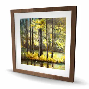 Begin Home Decor C1FM2424IA8QM4 24 x 24 in. Trees in the Middle of the Lake - Yellow Trees Framed Print Wall Art