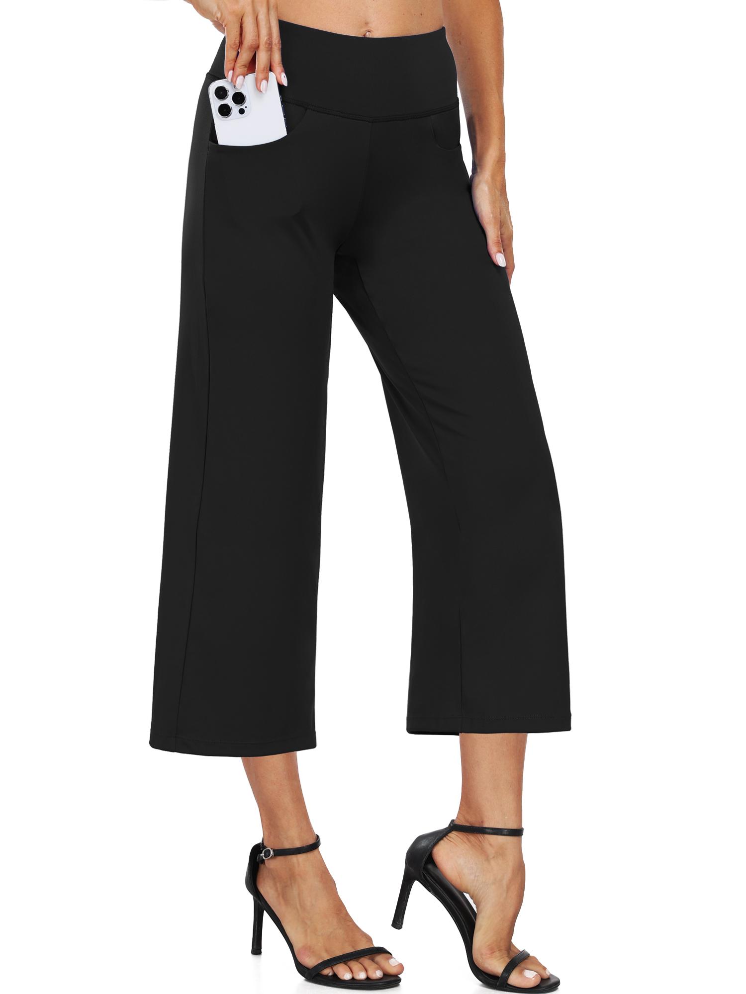 CADMUS High Waist Yoga Pants Women Wide Leg Pants Capri with Pockets