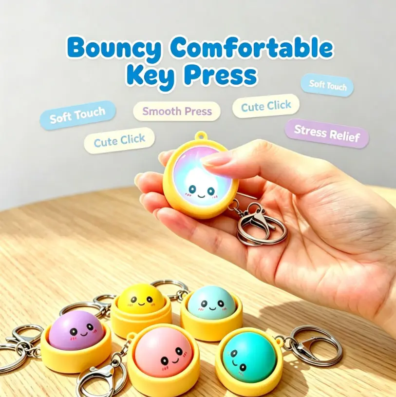 Cute Dumpling 6PC Pressable Fidget Keychain Shaped Charm, Wear Resistant Stress Relief Toy for Daily Use, Party, Festivals School Prizes & Gifting