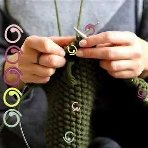 6/30pcs Stitch Markers, Woven Metal Stitch Marker Pins, DIY Knitting Tools, Knitted Scarf Sprout Style Open Jump Rings, Crochet Hook Stitch Marker, Colorful Spiral Metal Enamel Stitch Marker, Essential Knitting Tool, Durable and Easy to Use