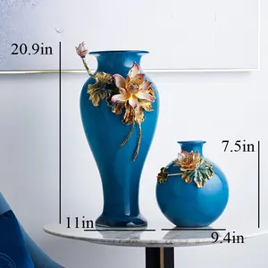 FABUORNA Luxury Vase [Flower of Joy-B Series], Decorative Vase, Modern Vase, Original Exquisite Vase, Vase with Enamel Decoration (Tall)