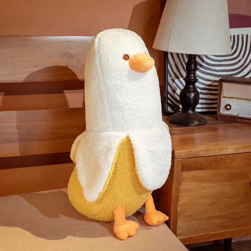 Soft Stuffed Doll in Kawaii Banana Duck Costume, Super Soft Fluffy Hugging Pillow for Kids, Creative Birthday Gift, Kawaii Stuffed Animals, Soft Huggable