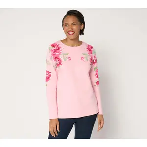 Quacker Factory Winter Rose Garden Embellished Top
