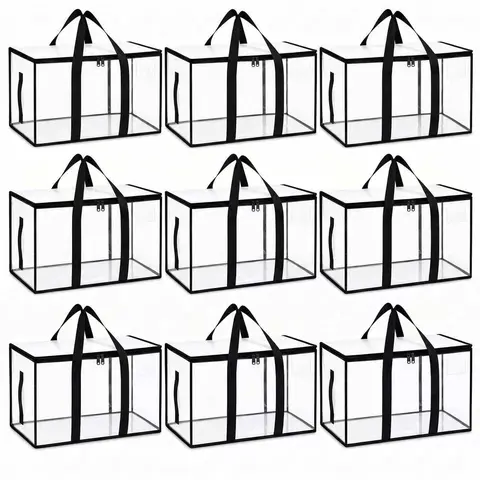 Extra Large Heavy-Duty Multipurpose Moving Bags (3/6/9 Pack) - Collapsible Organiser Storage Bins with Lids, Reinforced Handles, Top Zippers, Versatile Clothing Storage for Home Organization, Clothes Packing, Multipurpose Storage Bag
