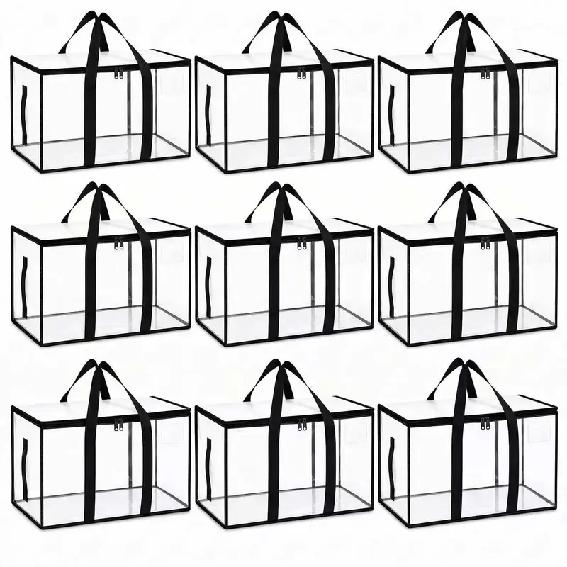 Extra Large Heavy-Duty Multipurpose Moving Bags (3/6/9 Pack) - Collapsible Organiser Storage Bins with Lids, Reinforced Handles, Top Zippers, Versatile Clothing Storage for Home Organization, Clothes Packing, Multipurpose Storage Bag