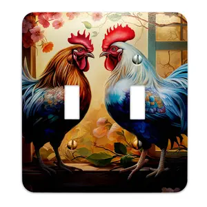 Metal SwitchPlate - Majestic Roosters Farmhouse Decor Light Switch Cover, Multiple Sizes - #5289