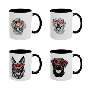 Puppy Love Dog Mug 50 Dog Breeds in Adorable Heart Shaped Glasses, Funny Ceramic Mug For Men For Women, Dog Lover, Valentine Love Gift