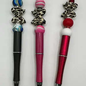 (1) Leopard bow beadable pens Plastic
