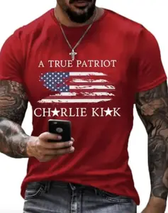 A True Patriot Printed Casual TShirt, Turning Point USA Round Neck Shirt, America Flag Tee, Wear Red On October 14th As CJK Day Shirt, C.K. Birthday Tee, For Men And Women