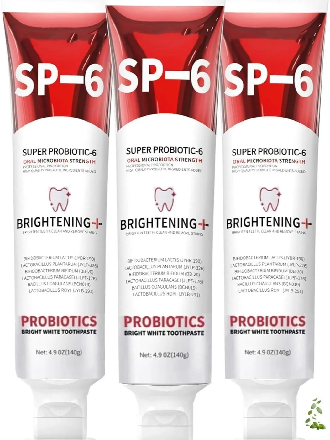 Sp-6 Probiotic Whitening Toothpaste, Sp-6 Ultra Whitening Toothpaste, with a Fluoride Free, Fresh Breath and Mint Flavored Enhancement Formula, Beneficial for Oral Health! 3pc