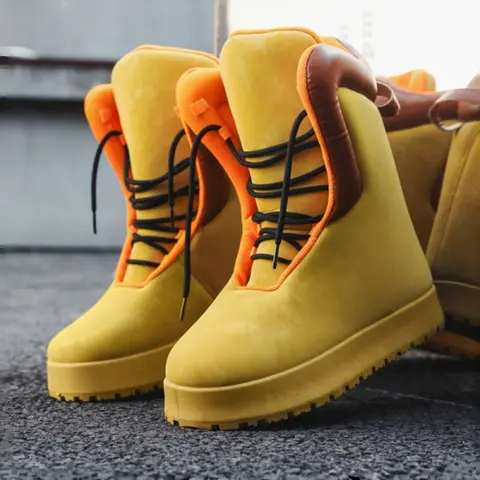 Men's Thick Sole Snow Boots with Colorblock Design, Anti-Slip Outsole, Winter Outdoor & Commuting Footwear, Fashionable Warm Shoes