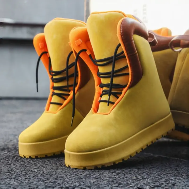 Men's Thick Sole Snow Boots with Colorblock Design, Anti-Slip Outsole, Winter Outdoor & Commuting Footwear, Fashionable Warm Shoes