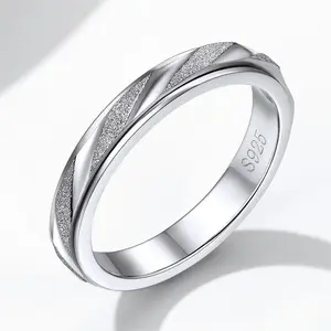 ChicSilver 925 Sterling Silver Fidget Ring Simple Wedding Bands Promise Ring Size 5-12 for Women