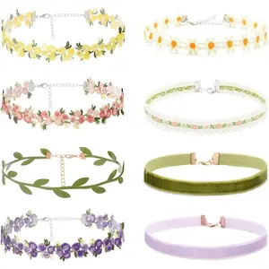 Black Choker Necklace Set for Women Velvet Choker Lace Choker Necklaces Black Lace Choker Set Daisy Choker Necklace Gothic Choker Punk Lace Choker Classic Choker