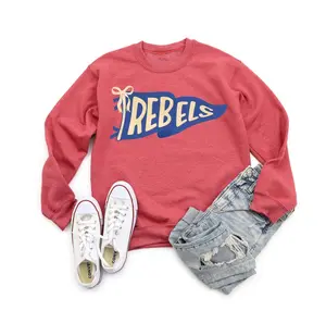 OneOfOne - Custom Watercolor Pennant Flag Mascot Sweatshirt, Cheer Team School Spirit Shirt, Girly Mascot Sweater, Personalize Matching School Team Tee